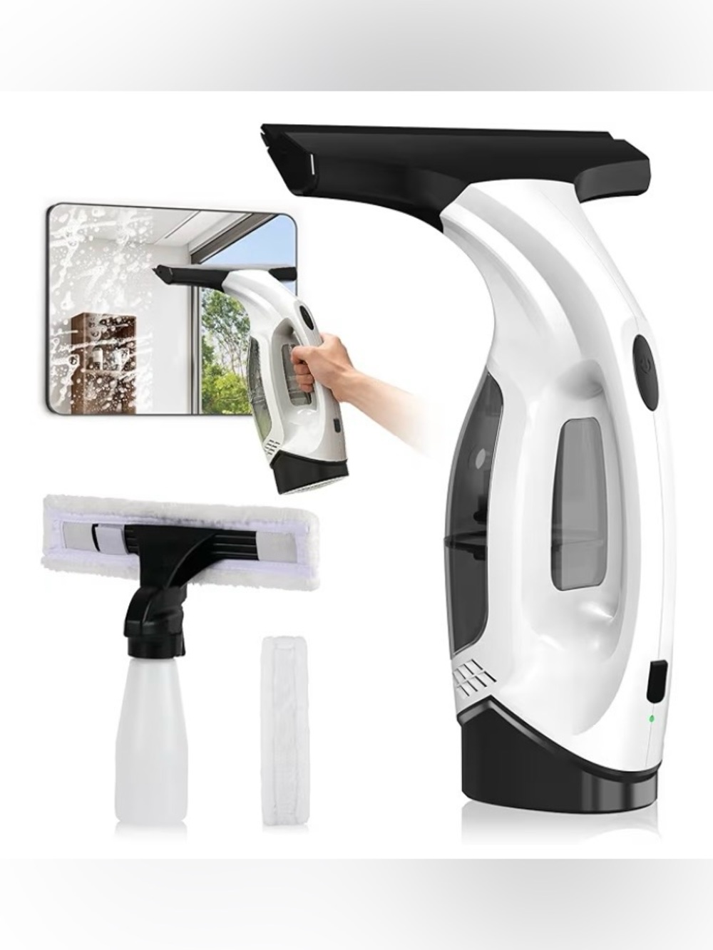 Window Vacuum Squeegee Cordless, 2000Pa Electric Window Cleaner Tool .
